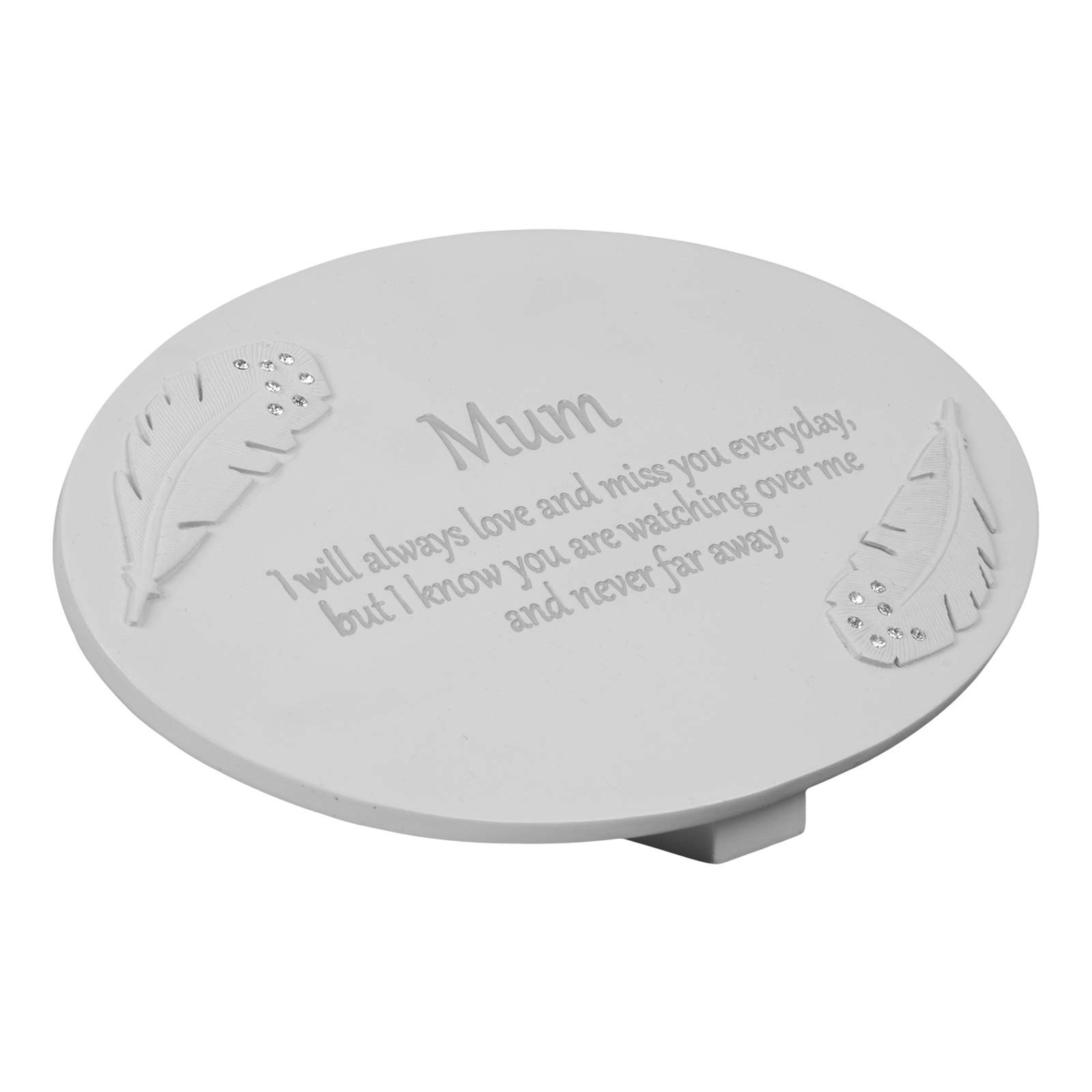 Juliana In Loving Memory 'Mum' Memorial Graveside Plaque with Moulded Angel Feathers, Grave Gift Ornament