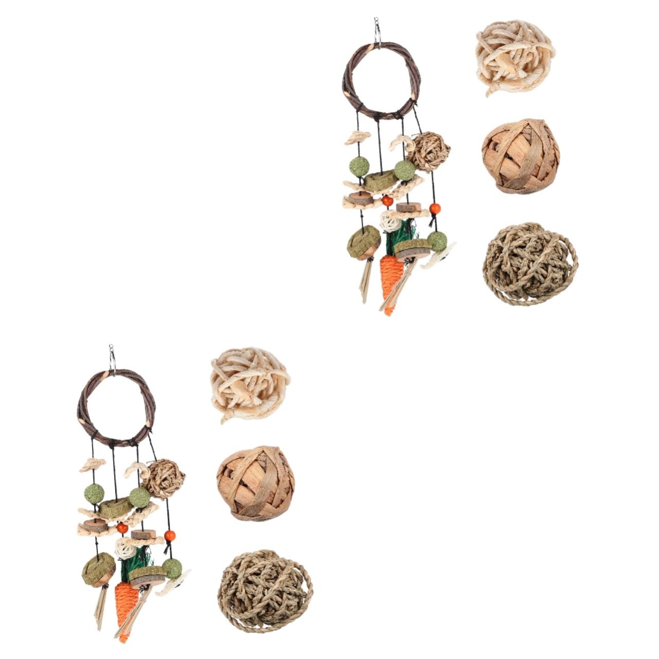 Mipcase 2sets Giochi Da Masticare Colorati Per Conigli e Piccoli Roditori Accessori Per Gabbia Con Palline e Pendenti Per Intrattenere e Decorare La Gabbia