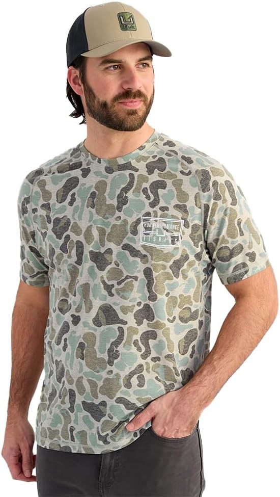 HUK Mens Drift Short Sleeve Lightweight Jersey Crew, Performance Fishing Shirt with UPF Sun Protection