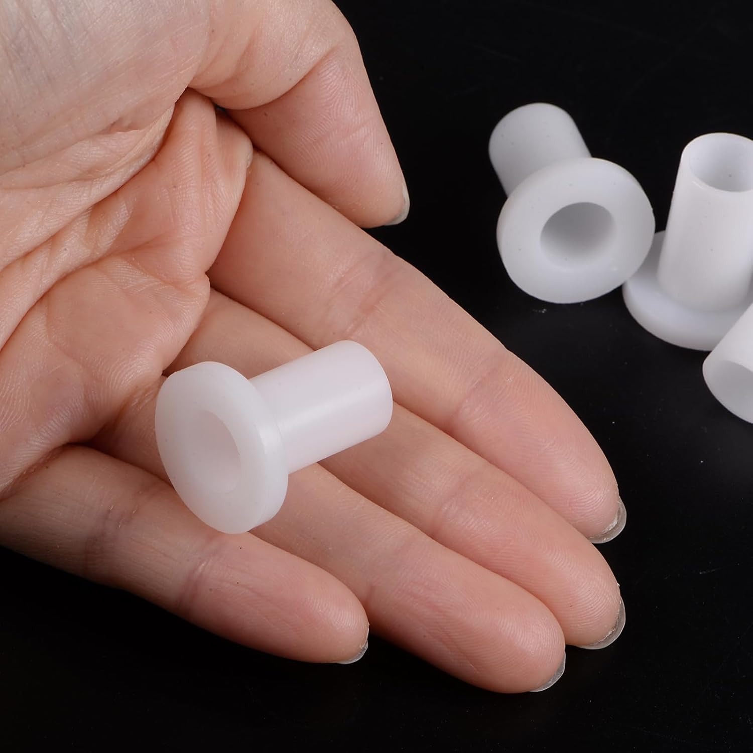uxcell 4pcs Flanged Sleeve Bearings Plastic Bushings 10mm Bore x 12mm OD x 23.3mm Length Nylon Bushings, White