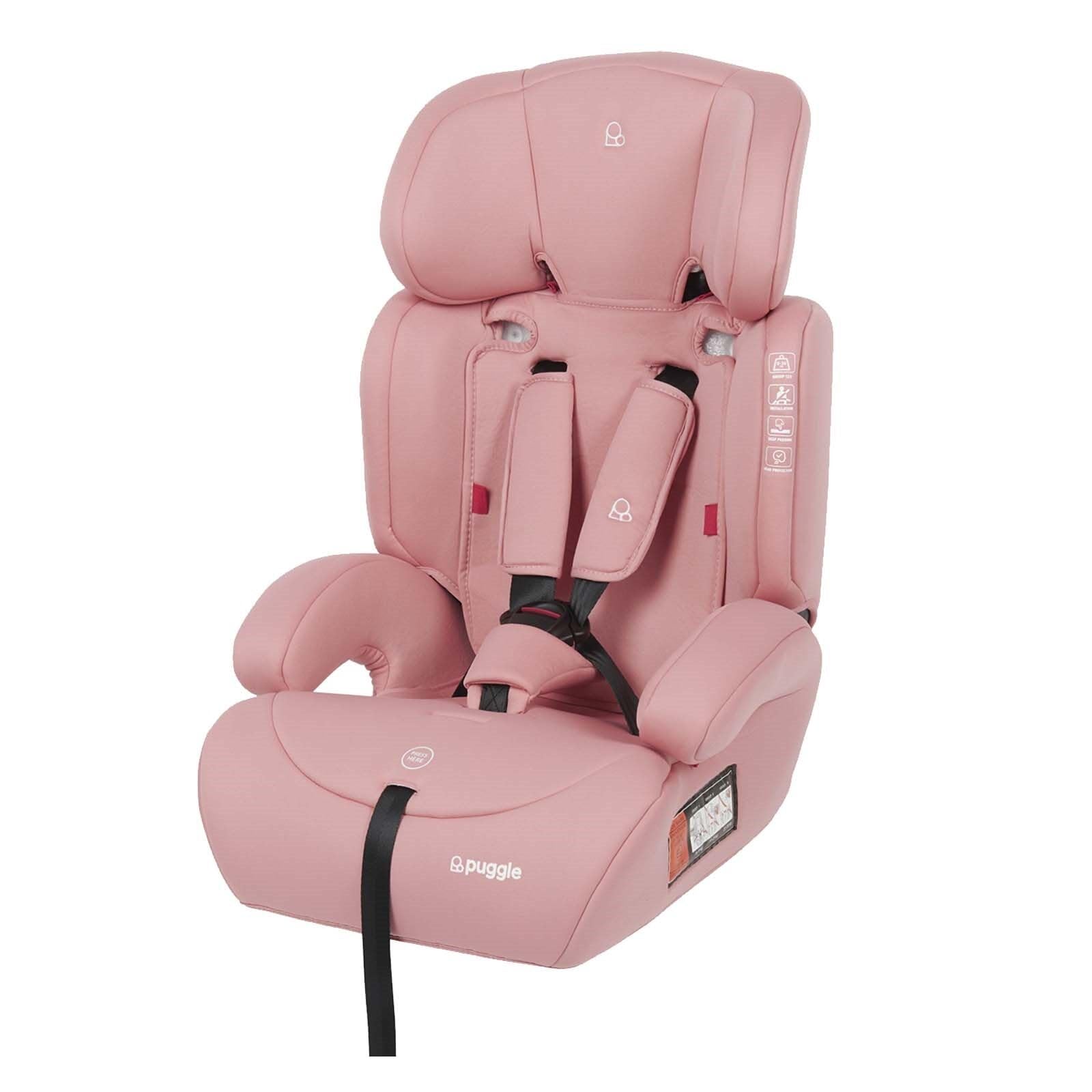 Puggle Maxi Gro Comfort Group 1/2/3 Eco Car Seat Booster Seat - Blush Pink (9 Months-12 Years)