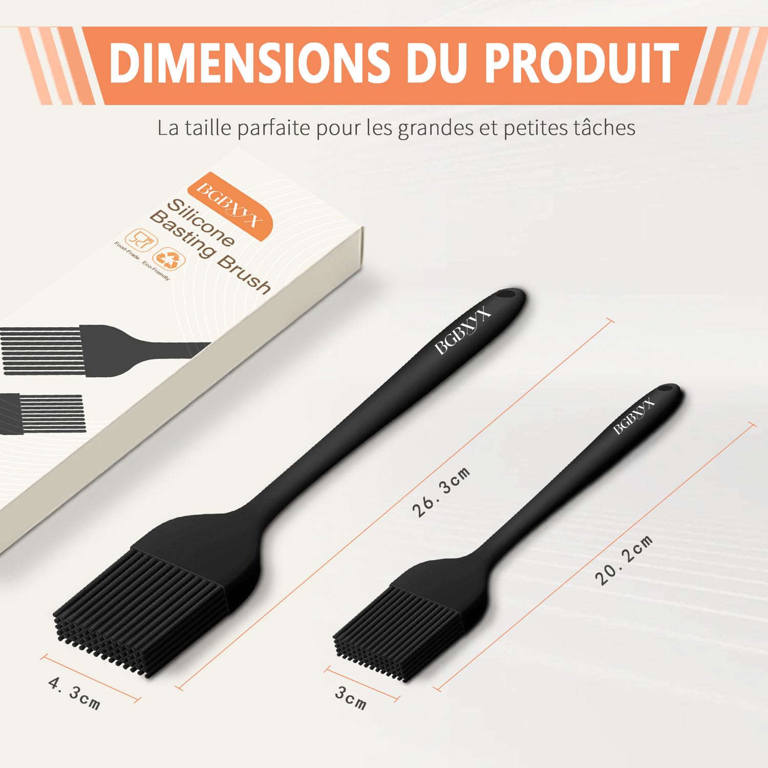 Brosses Pinceau Patisserie Silicone sans BPA pour Cuisine Huile Sauces Marinades 2 Tailles