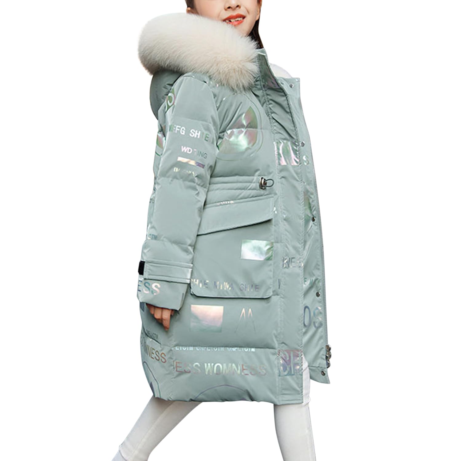Enfant Fille Manteau Doudoune à Capuche Hiver Vest Capuchon Fourrure Long Chaud Fermetures éclair pour Neige