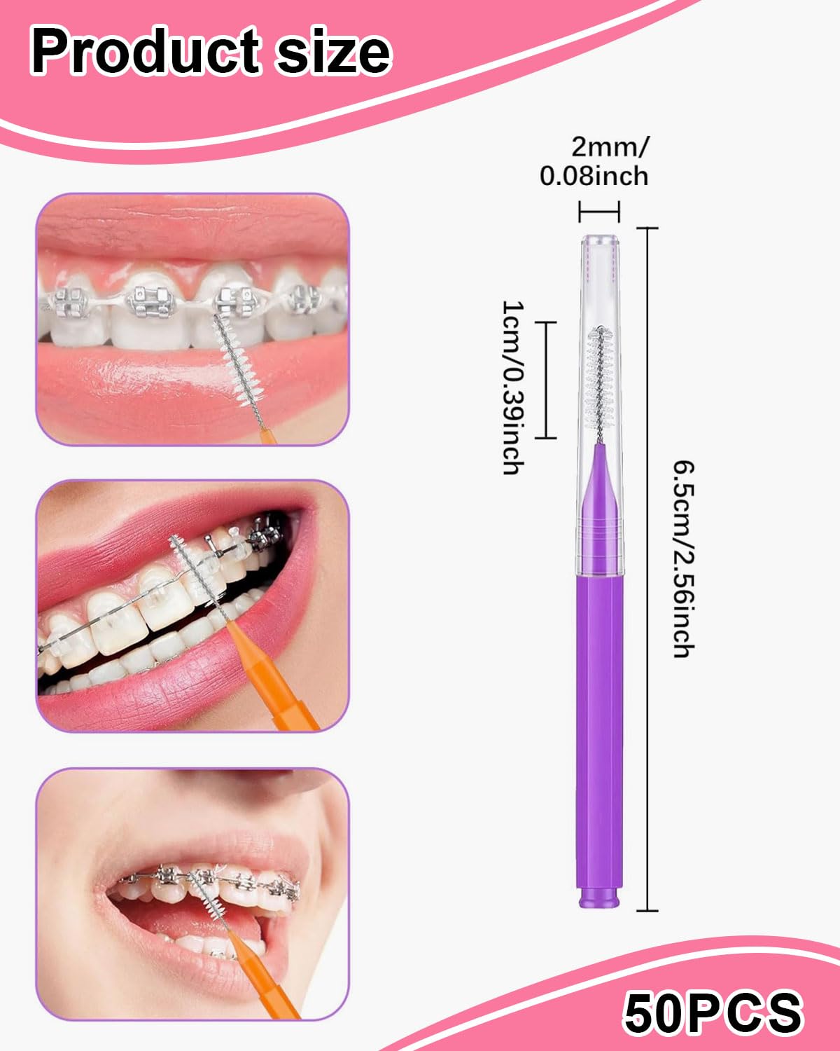 50 Pezzi Scovolini Interdentali,Scovolino per Pulizia Denti con Coperchio,Pulire Gli Spazi Stretti Tra Denti,Strumenti Pulizia Denti,Mantenere Salute Orale per Bambini,Uomini,Donne(5 Colori)