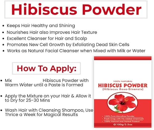 Miniatura 3 de YB 100% Herbal Hibiscus Powder  Gudhal Flower Powder Organic - Set of 4 (400 Grams)