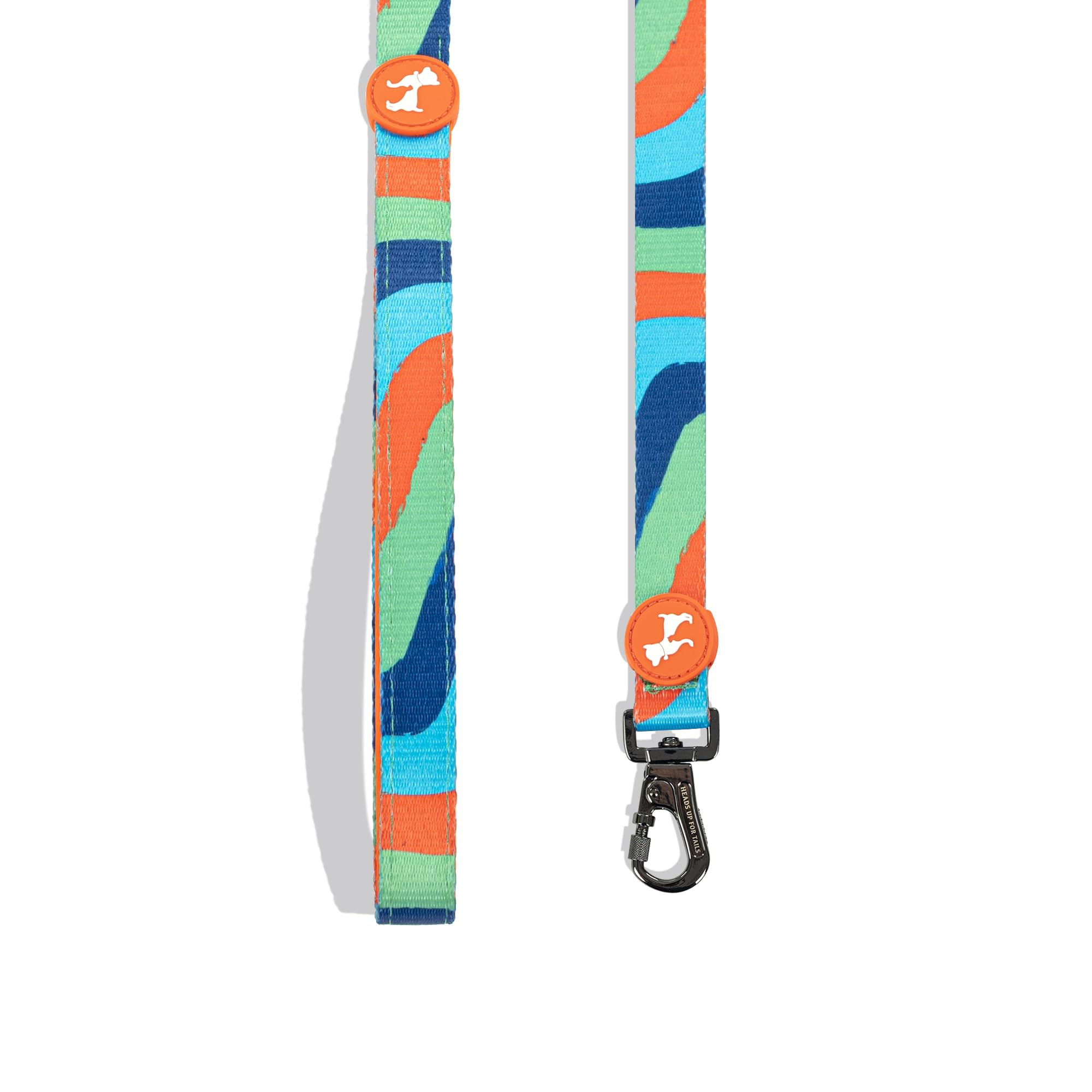 Heads up for tails Wild Waves Printed Dog Leash - Orange & Blue - L