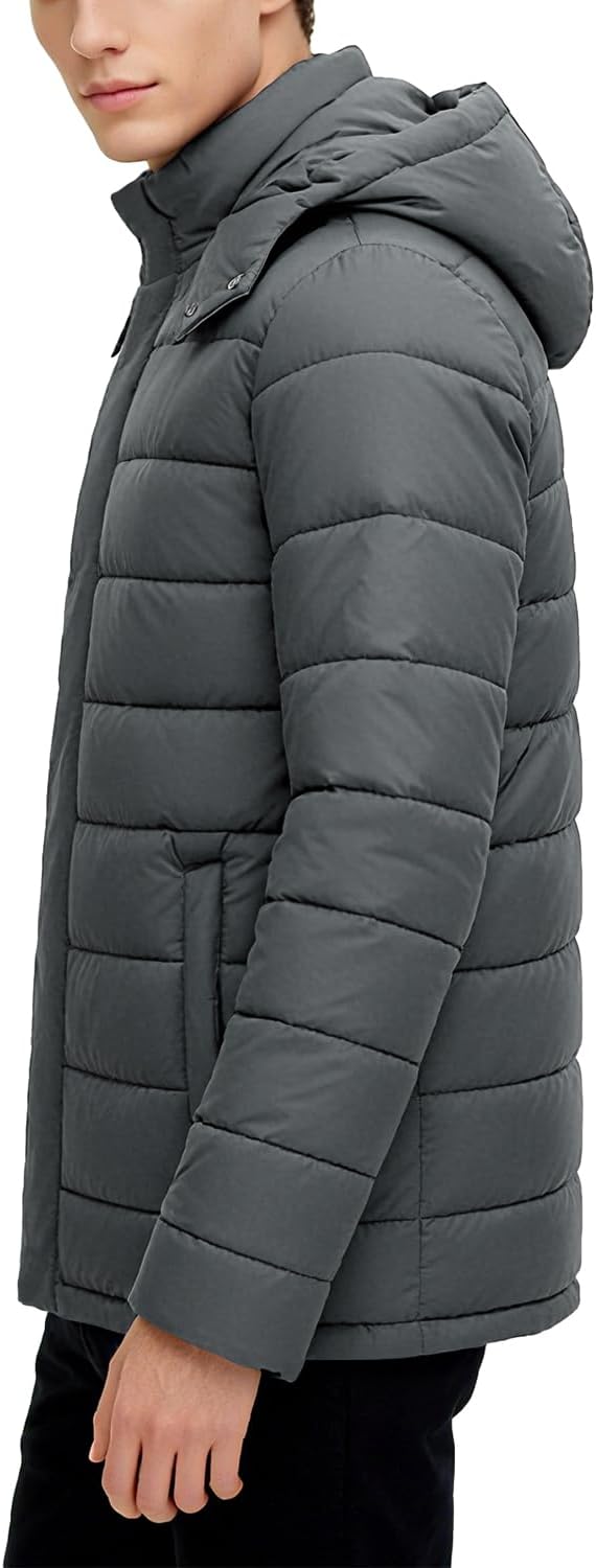 Men's Winter Down Jacket with Detachable Hood | Fleece-Lined Warm Coat Windproof Thickened Design for Cold Weather - Image 4