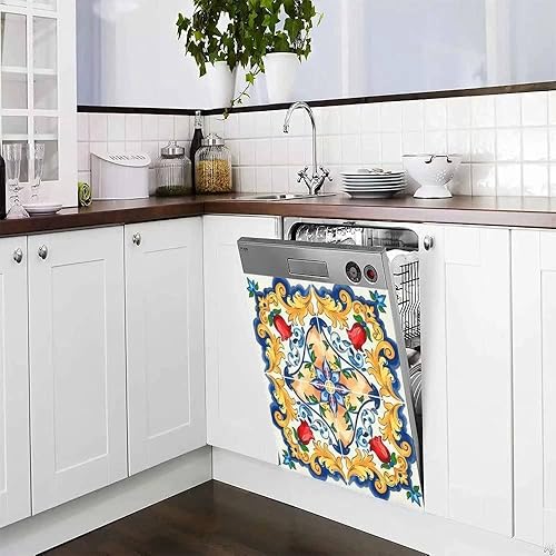 Miniatura 10 de Cubierta magnética para lavavajillas de Talavera mexicana, marroquí, azulejos de cerámica, diseño floral oriental, tradicional mediterráneo,