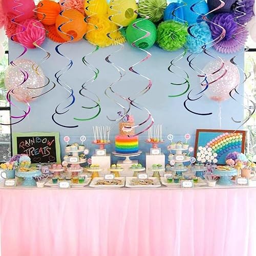 Miniatura 4 de ZOOYOO Decoraciones de remolinos para fiestas, decoración de remolinos colgantes de papel de aluminio verde y dorado, decoraciones de remolinos para