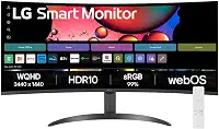 LG Monitor inteligente 34SR60QC curvo (1800R) UltraWide 21:9, WQHD de 34 polegadas (3440 x 1440), HDR10 99% sRGB (tipo), 100Hz, alto-falante embutido, webOS, AirPlay2, compartilhamento de tela