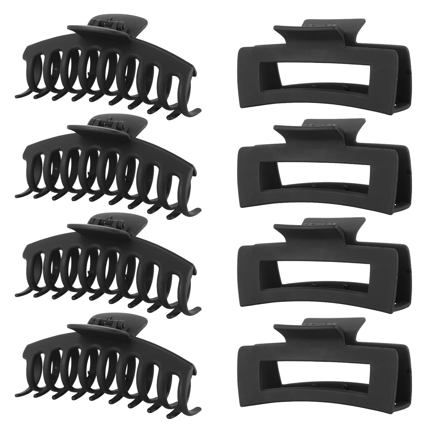 ANNA CREATIONS 8 pcs Korean Fashion Matte Hair Claw Clips Strong Hold Clutcher for Thick & Thin Hair Accessories Clutches for Women & Girls (Black)-image-47