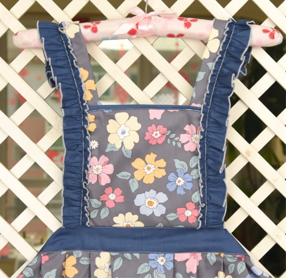 CRB Fashion Delantal de cocina para niños pequeños, niñas pequeñas, bonitos delantales de chef de cocina, azul, 2-5 años