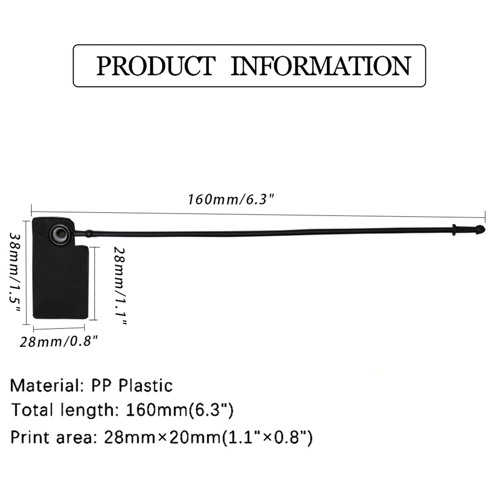 Zabezpieczenie przed manipulacją Plomba zabezpieczająca Numerowane zawieszki do wiązania Logo Przywieszki Opakowanie 100 szt. 160 mm Plastikowe na ubrania Buty Wielokolorowe(White)