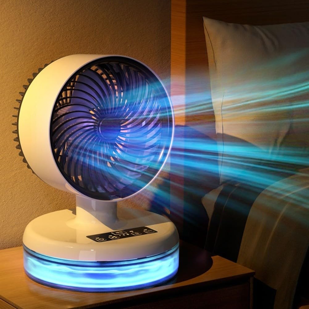 per mini Ventilatore Umidificatore 3 Luce LED per mini Ventilatore | 3 regolabili, luce LED , design compatto 21cm, plastica , uso ufficio casa