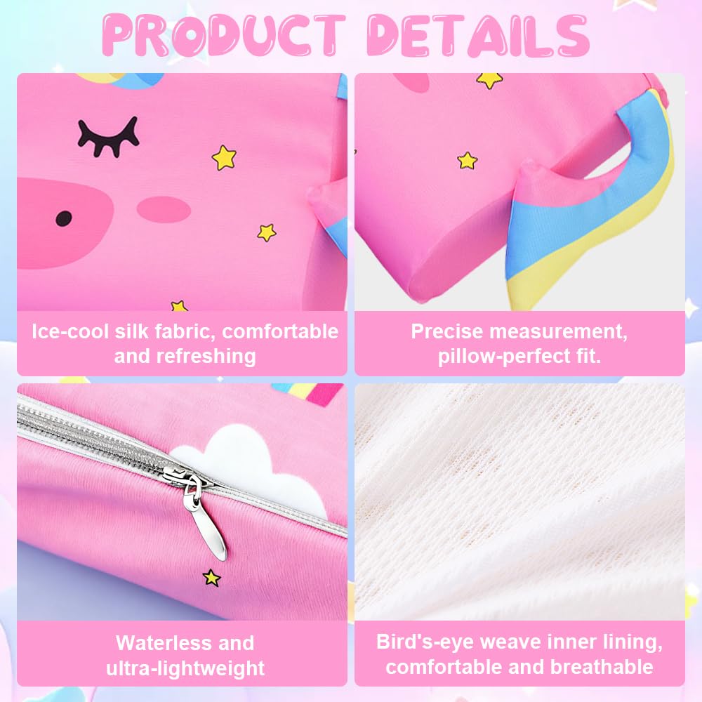 Oreiller Enfant, 45 x 27cm Oreiller Ergonomique Enfant, Coussin de Sommeil pour en-Fant, Confortable Sommeilenfant vec Taie pour La Crèche, T'apporte de Beaux Rêves (Licorne)