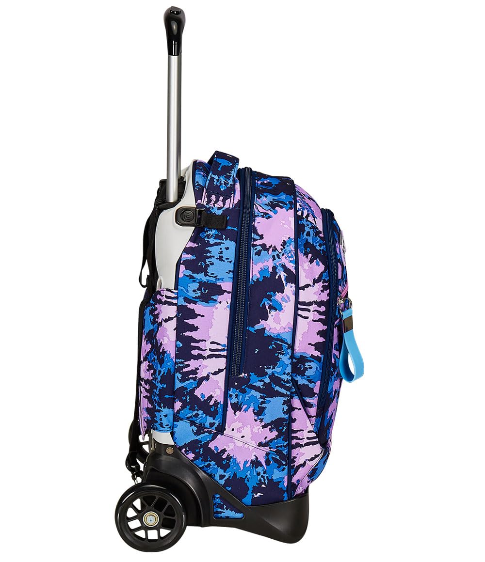 Seven Trolley New Tech, 2 Ruote, Tie & Dye, Viola, 3 in 1, Triplo Uso, Zaino con carrello sganciabile, Zaino Scuola Viaggio, Bambina Ragazza.