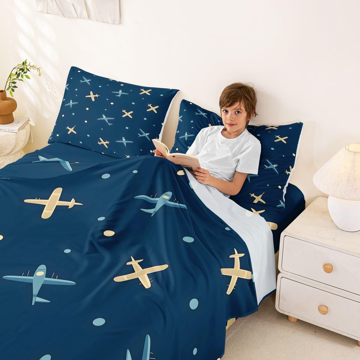Erosebridal Cartoon Airplanes King Bed Sheets image 3