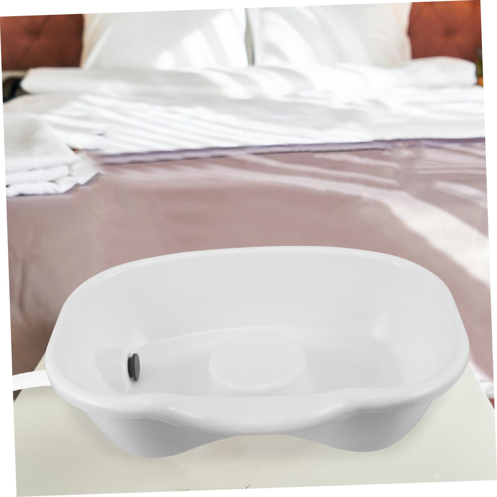 Lavacabezas Portátil de Plástico Blanco para Pacientes Mayores y Postrados