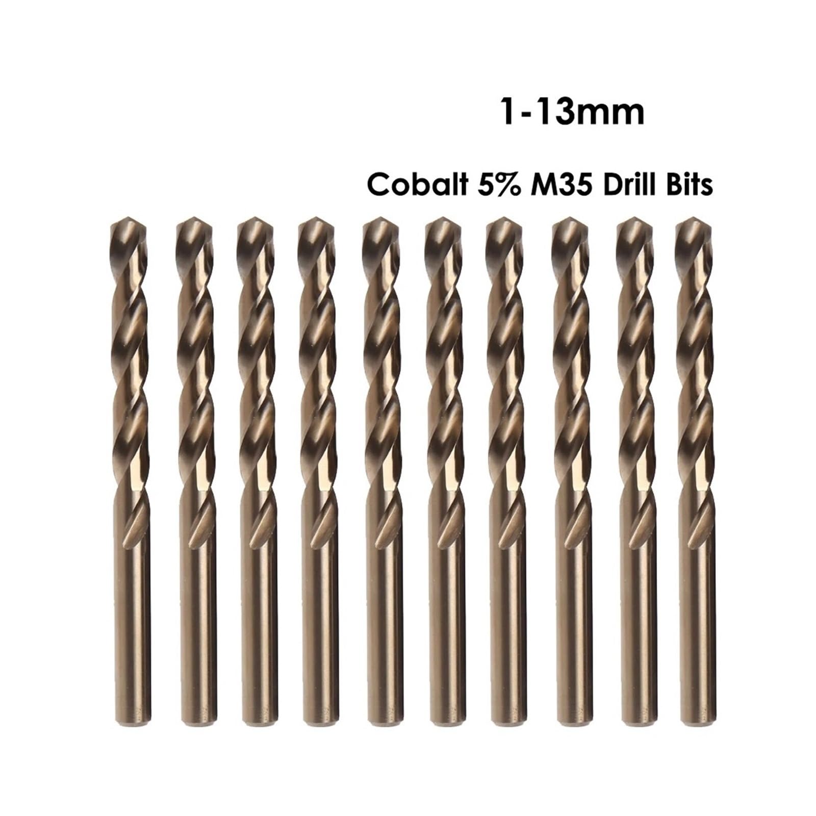 Wiertła spiralne z prostym trzonkiem, zestaw wierteł kobaltowych 1-13 mm M35 do stali nierdzewnej, miedzi, aluminium, stopu cynku, wierteł spiralnych HSS, elektronarzędzi (11 mm (5 szt))
