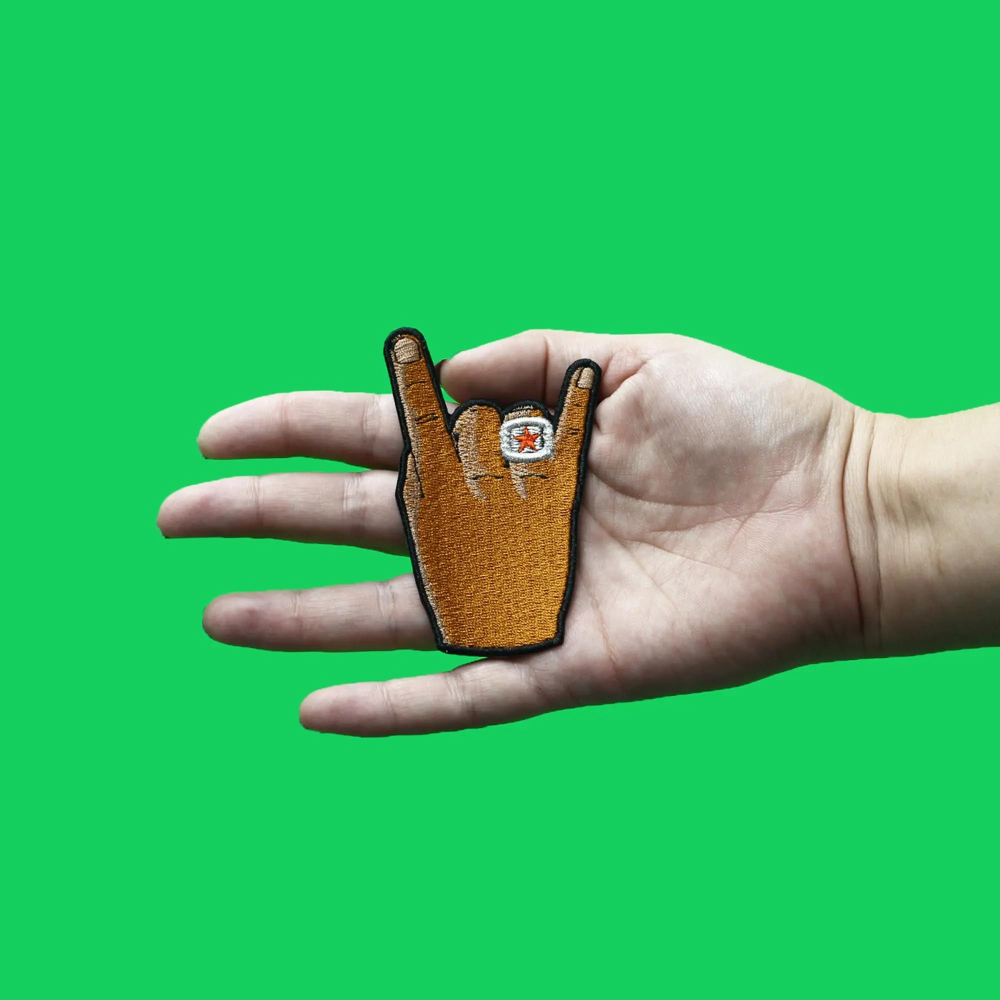 Houston Patch H-Town Hand with Star Ring Dark Skin Embroidered Iron On