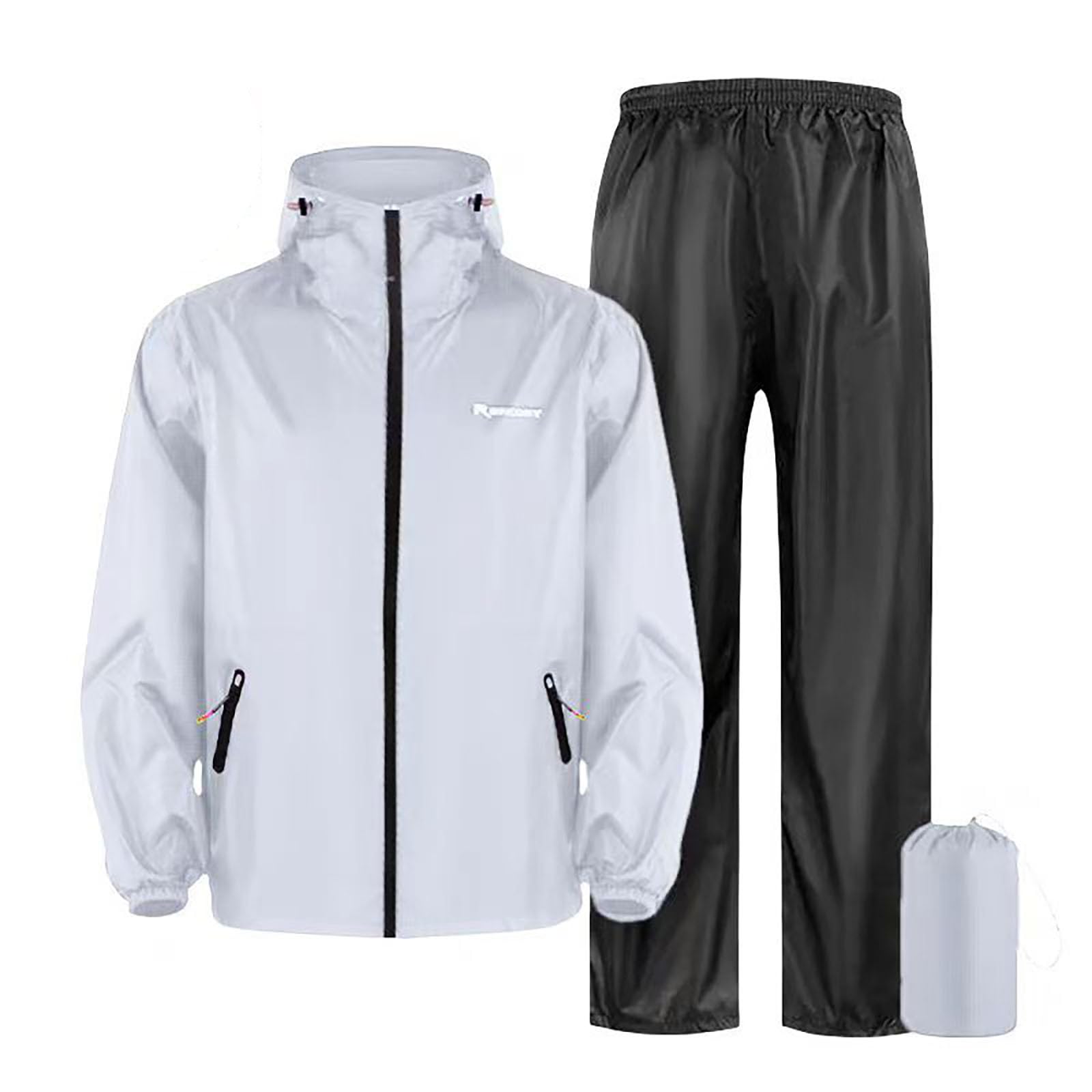 Regenanzug Herren Fahrrad Atmungsaktiv Schnelltrocknend Regenset Einfarbigzweiteilige Outfits Lightweight Regenjacke Und Regenhose Wasserabweisend Outerdooranzug