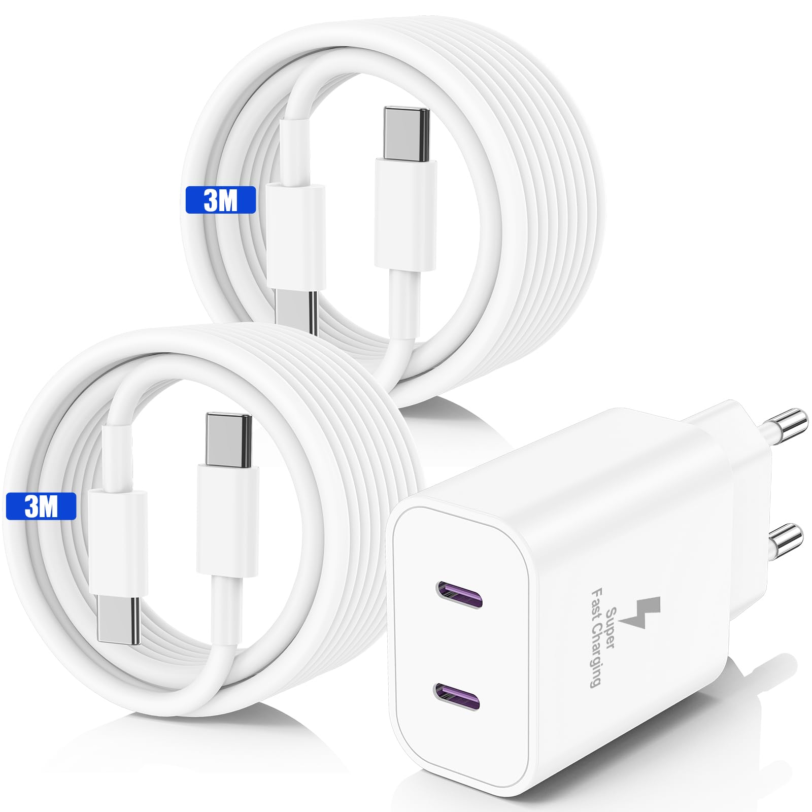 Chargeur rapide 45W à double port USB-C pour charger simultanément deux iPhone 17 - 8