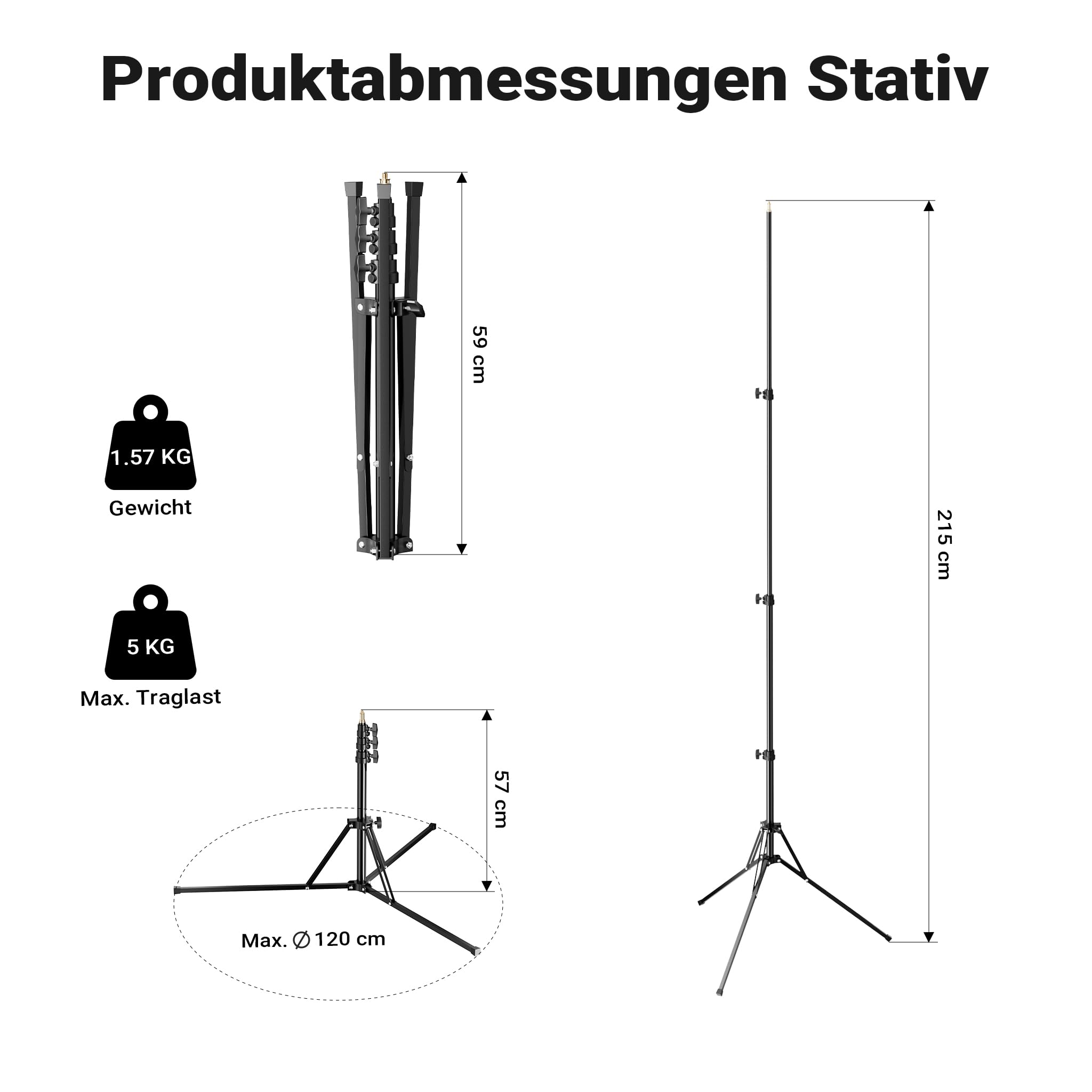 Walimex pro LED Niova 60 Plus + zestaw 2 statywów, lampy studyjne LED z reflektorem Bowens i miękkim dyfuzorem oraz statywy do lamp o wysokości roboczej do 215 cm