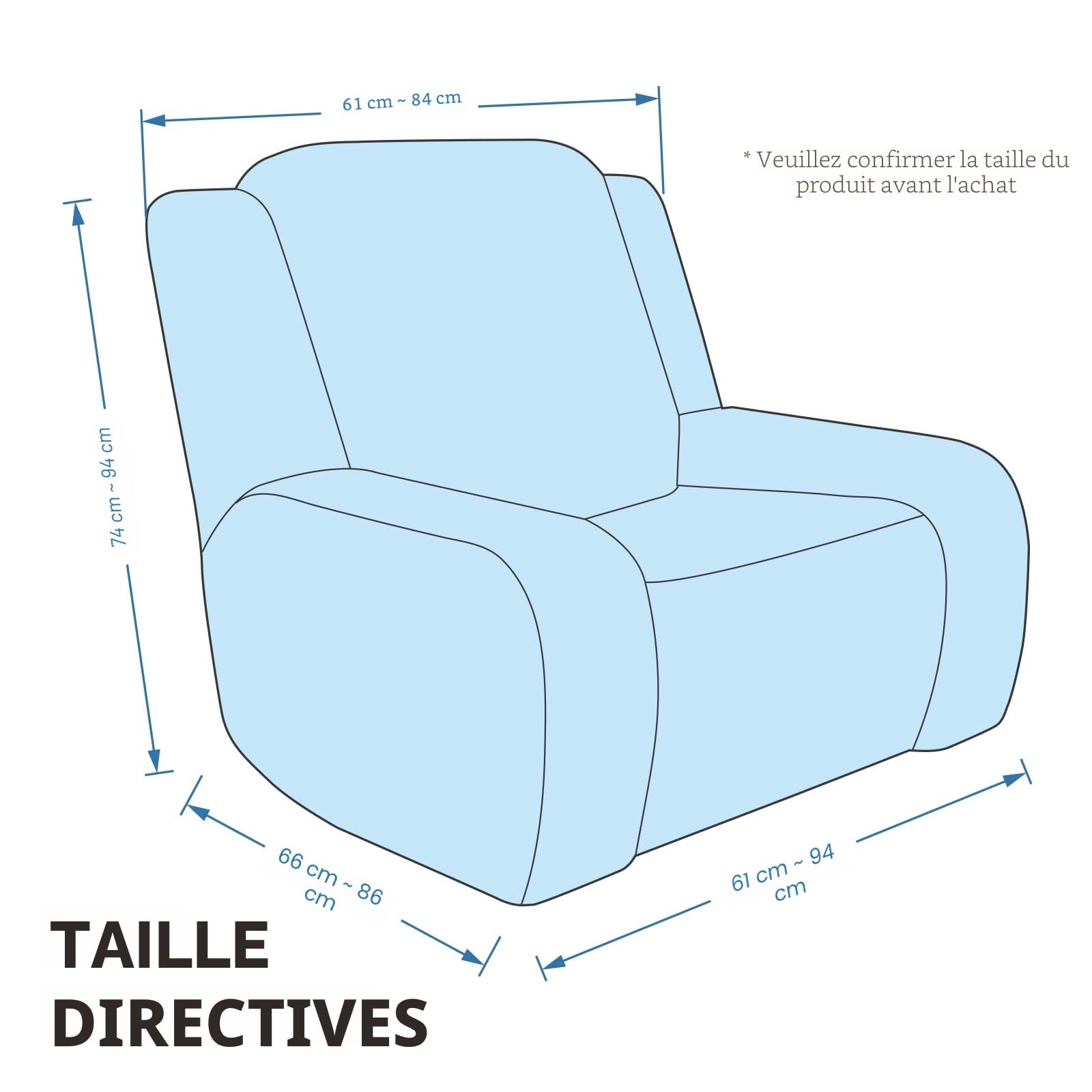 MAXIJIN Lot de 4 Housses de Chaise inclinables en Velours épais et Doux pour Fauteuil inclinable avec Poche latérale (Fauteuil inclinable, Gris)