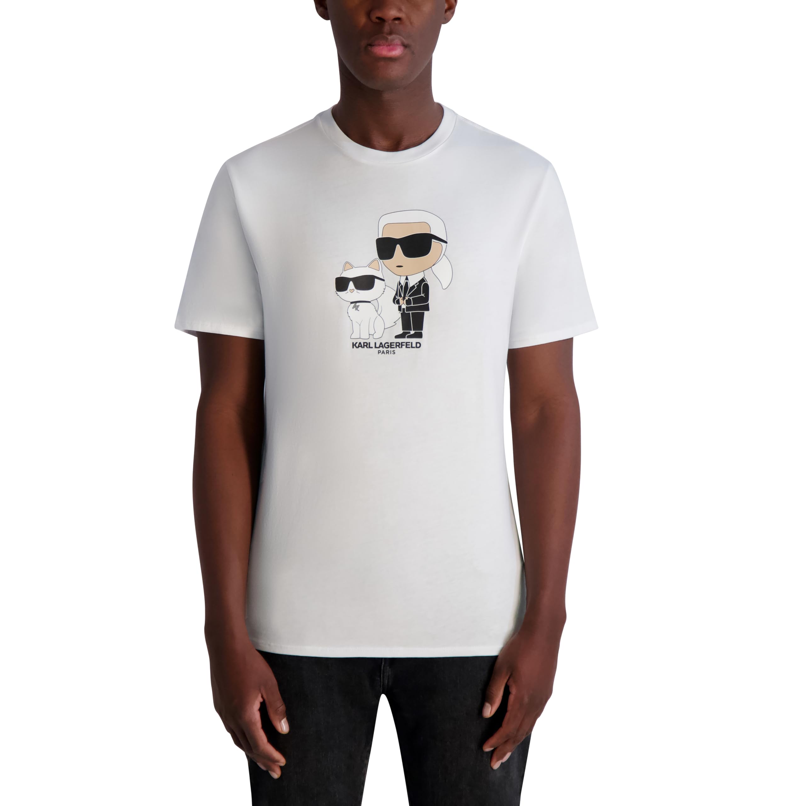 Karl Lagerfeld Camiseta de Manga Corta con Cuello Redondo para Hombre con diseño gráfico