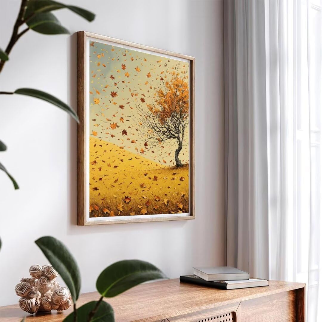 Pintura por Numeros Paisaje de otoño amarillo Pintar por Numeros Adultos Niños, DIY Paint by Number Kit con Pinceles y Pinturas Acrilicos, Cuadros por Numeros, Decoración para el Hogar 100x70cm w-3782