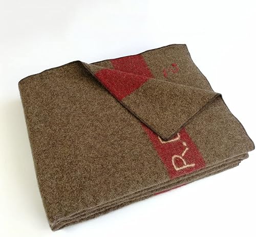 Miniatura 4 de Manta de lana de 4.4 libras, manta de montañero del ejército suizo, manta gruesa para una sola persona, manta retro salvaje para acampar al aire