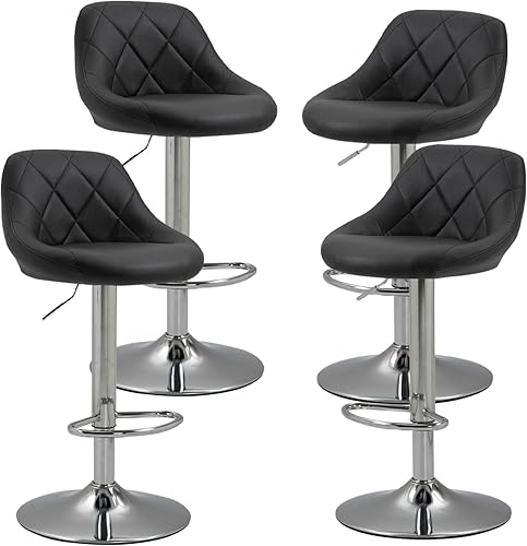 Czlolo Juego de 2 taburetes de bar ajustables, altura de mostrador con respaldo, modernos taburetes de bar giratorios de piel sintética, sillas de
