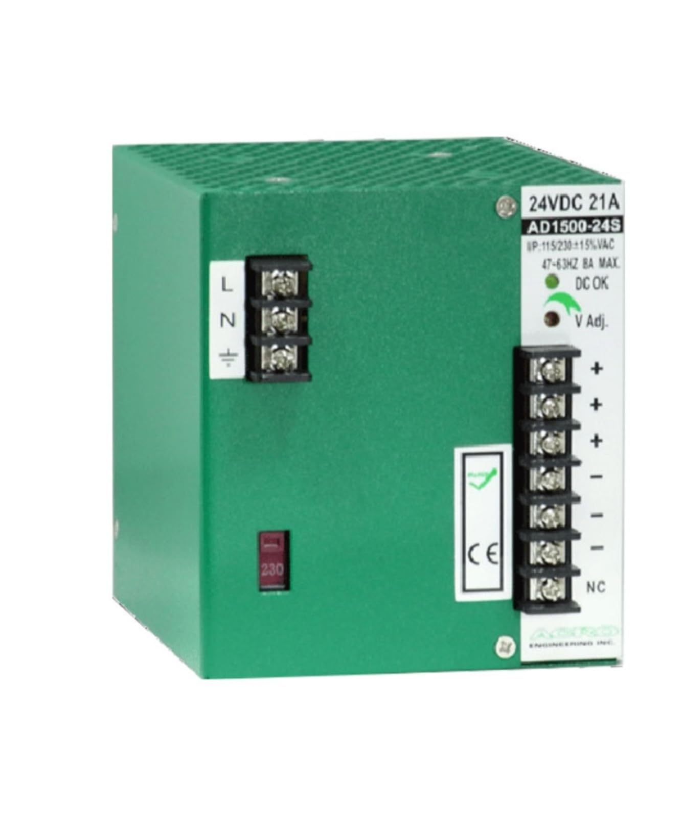 Alimentation 24V 21A AD1500-24S à haute efficacité pour rail DIN