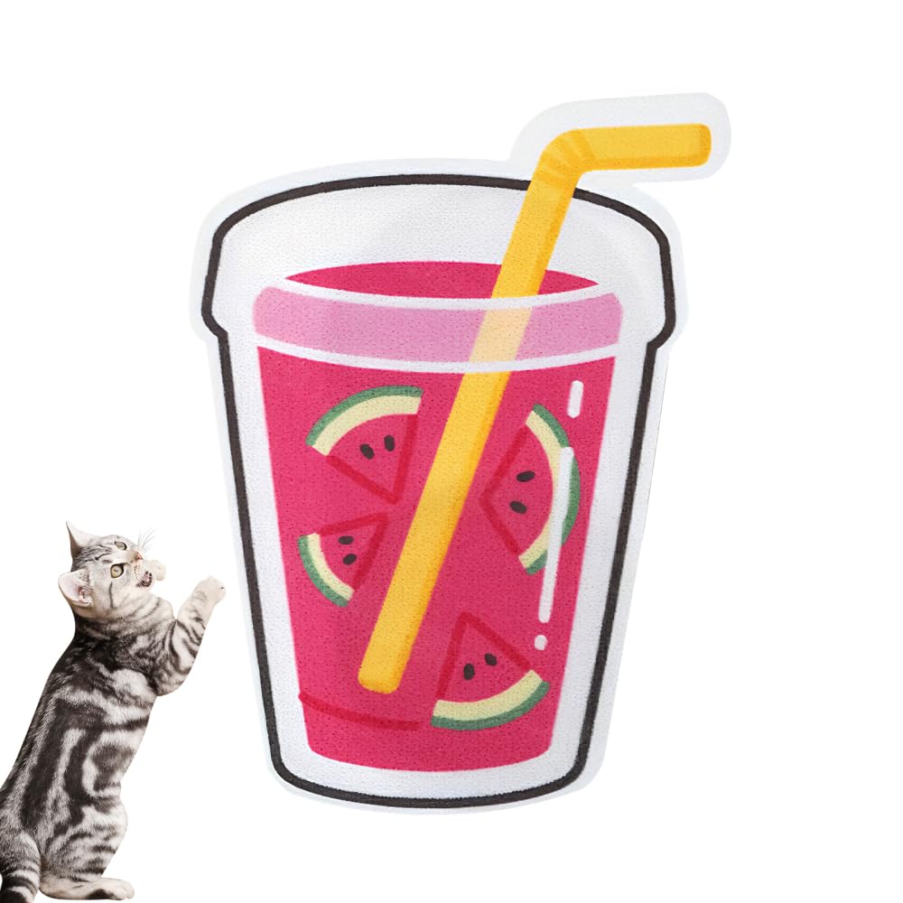 Wall Mounted Cat Scratcher,Cute Fruit Tea Pattern Cat Scratching Board Adhesive Back for Indoor Cats
