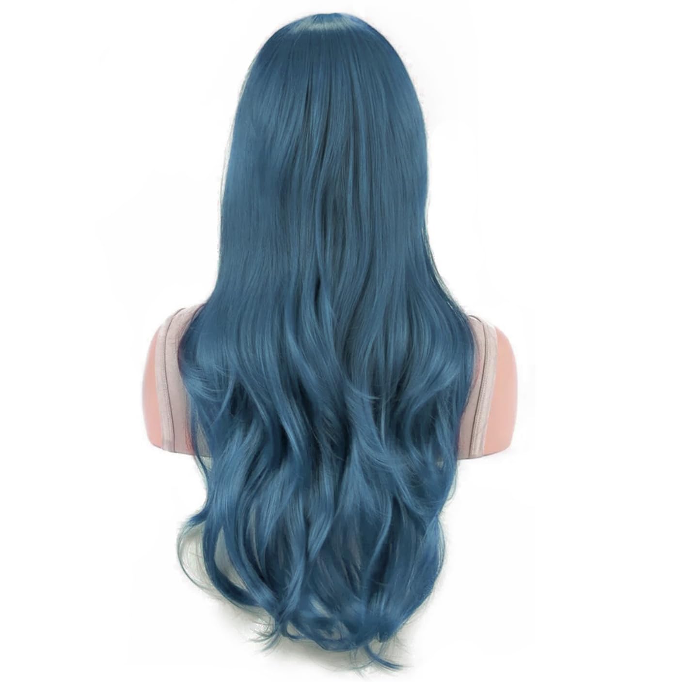IMISSU 28 Inch/70cm Long Hair Water Wavy Wigs with Bangs Cosplay Costume Wig (Midnight Blue), 70 cm - Image 3