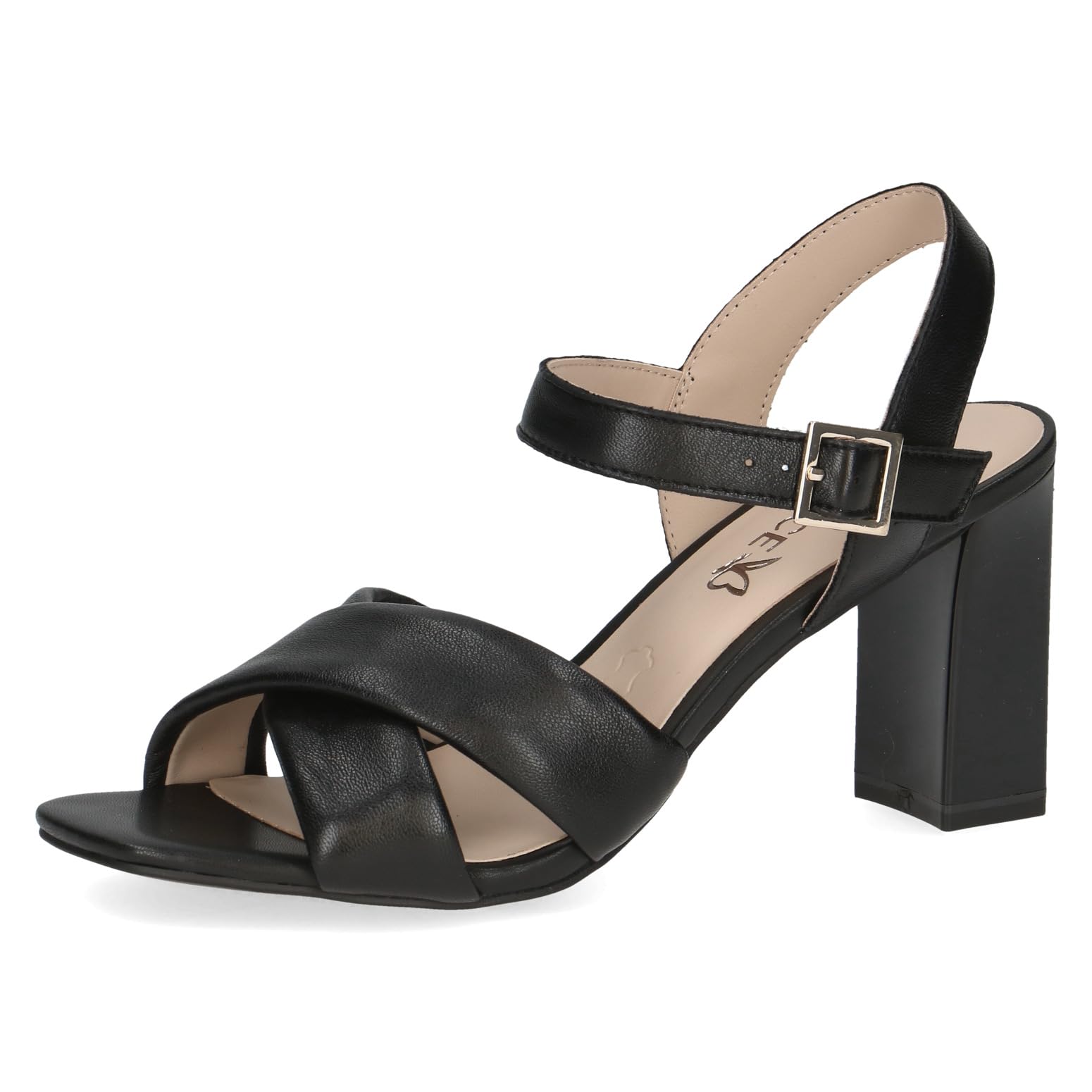 CAPRICE Women's Leather Heeled Sandals Elegant, Black (Black Softnap.), 6.5 UK