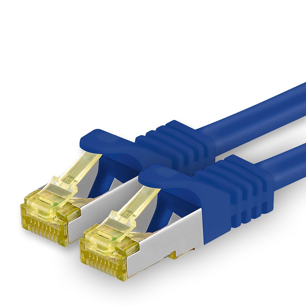 1aTTack.de Cat.7 Netzwerkkabel 5m Blau 1 Stück Cat7 Ethernetkabel Netzwerk LAN Kabel Rohkabel 10 Gb s SFTP PIMF LSZH Set Patchkabel mit Rj 45 Stecker Cat.6a