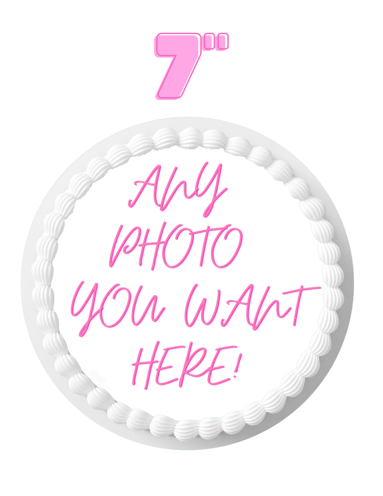 Custom Cake Topper Edible Personalized Pre Cut Your Own Image Birthday 7.5'' inch Customize Round Circle