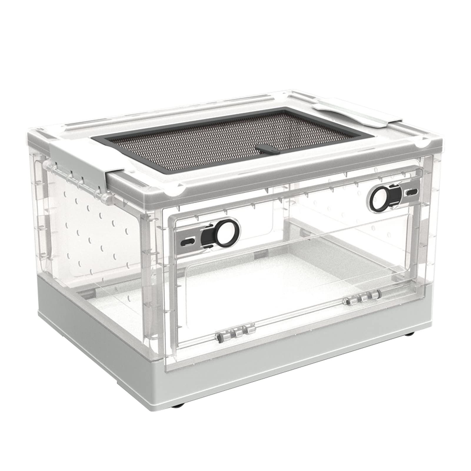 Pomurom White Reptile Growth Tank Reptile Terrarium, Foldable Reptile Vivarium With Ventilation And Bottom Pulley, Transparent Pla-Stic Reptile Breeding Box For Lizard Spider Frog Hedgehogs Hamsters Gecko