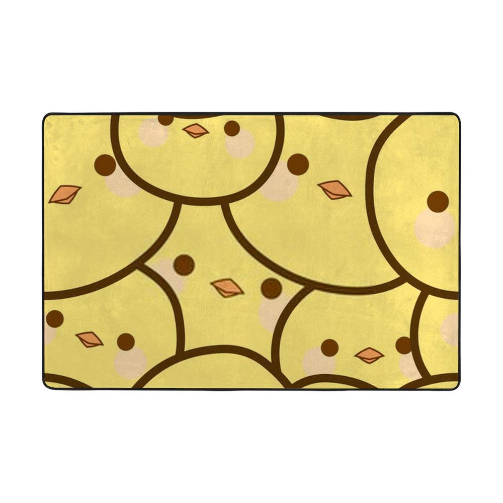 Tapis de dessin animé poussin jaune isolant et doux en velours corail 183x122cm