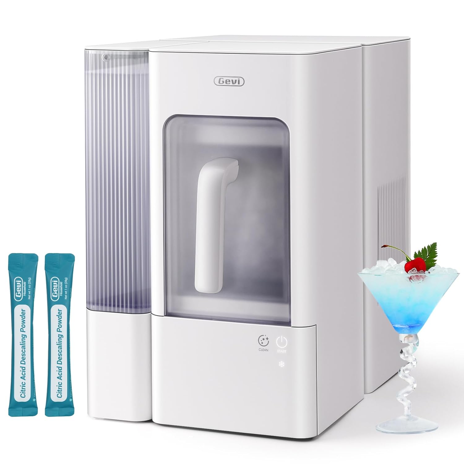 Gevi Adella Gemi Nugget Ice Maker Countertop with 1 Gallon Side Tank,Chewable Ice Machine with Portable Ice Basket, 40 lbs in 24 Hours, Pellet Ice Machine with Self-Cleaning for Home Party