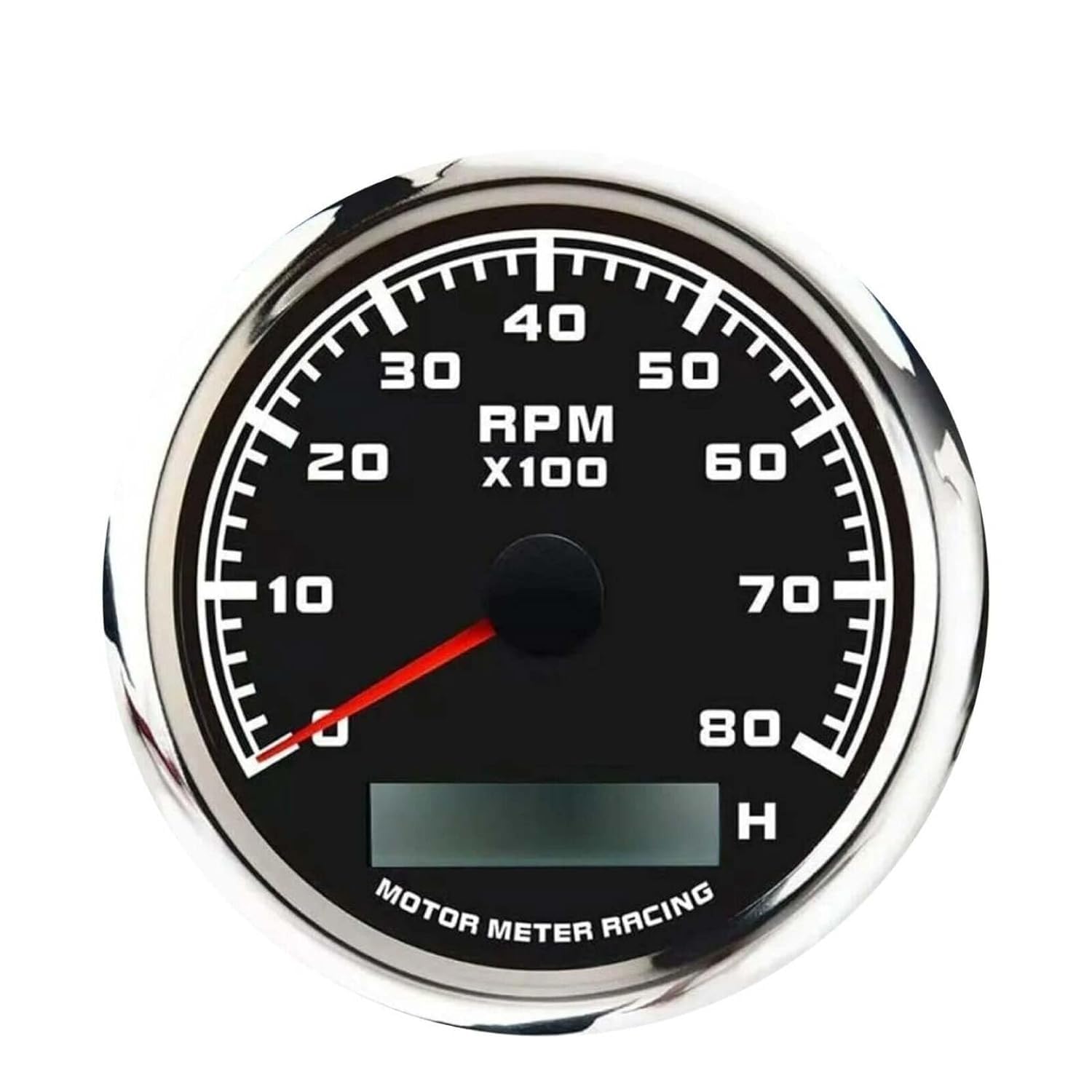 MOTOR METER RACING W Pro Series 110mm 4-3/8" Tachometer 8000 RPM Gasoline Diesel Engine with Hour Meter Black Dial White LED Waterproof for Car Truck Boat Yacht Motorcycle