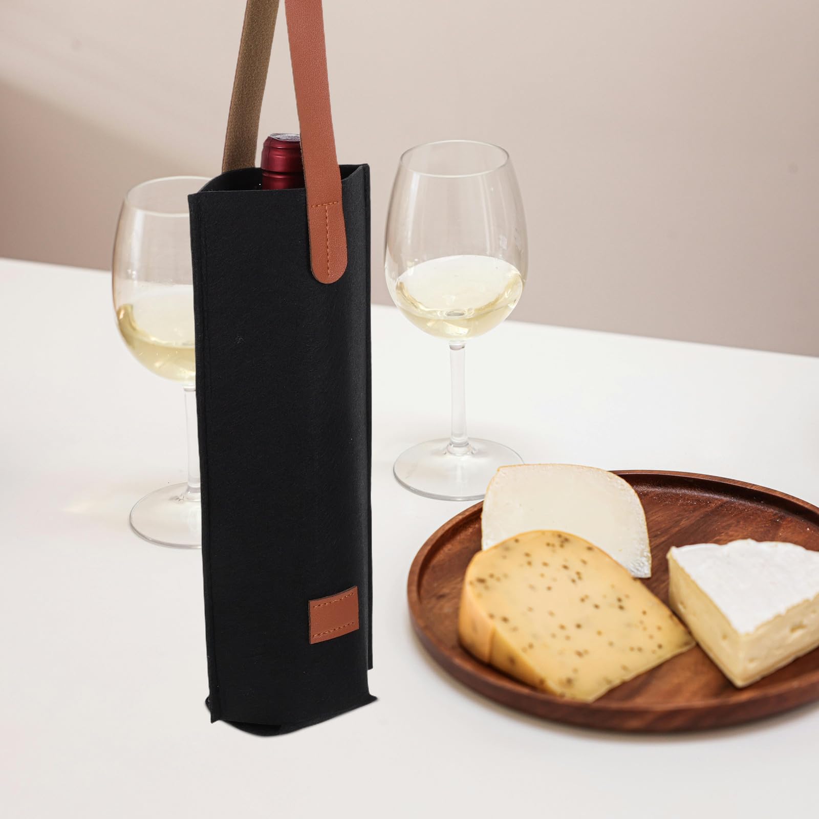 Kichvoe Lot de 10 sacs de transport pour bouteilles de vin en feutre - Sac à vin rouge 30 x 9 cm pour une utilisation en extérieur - réutilisable en feutre pour emballer les bouteilles, idéal pour
