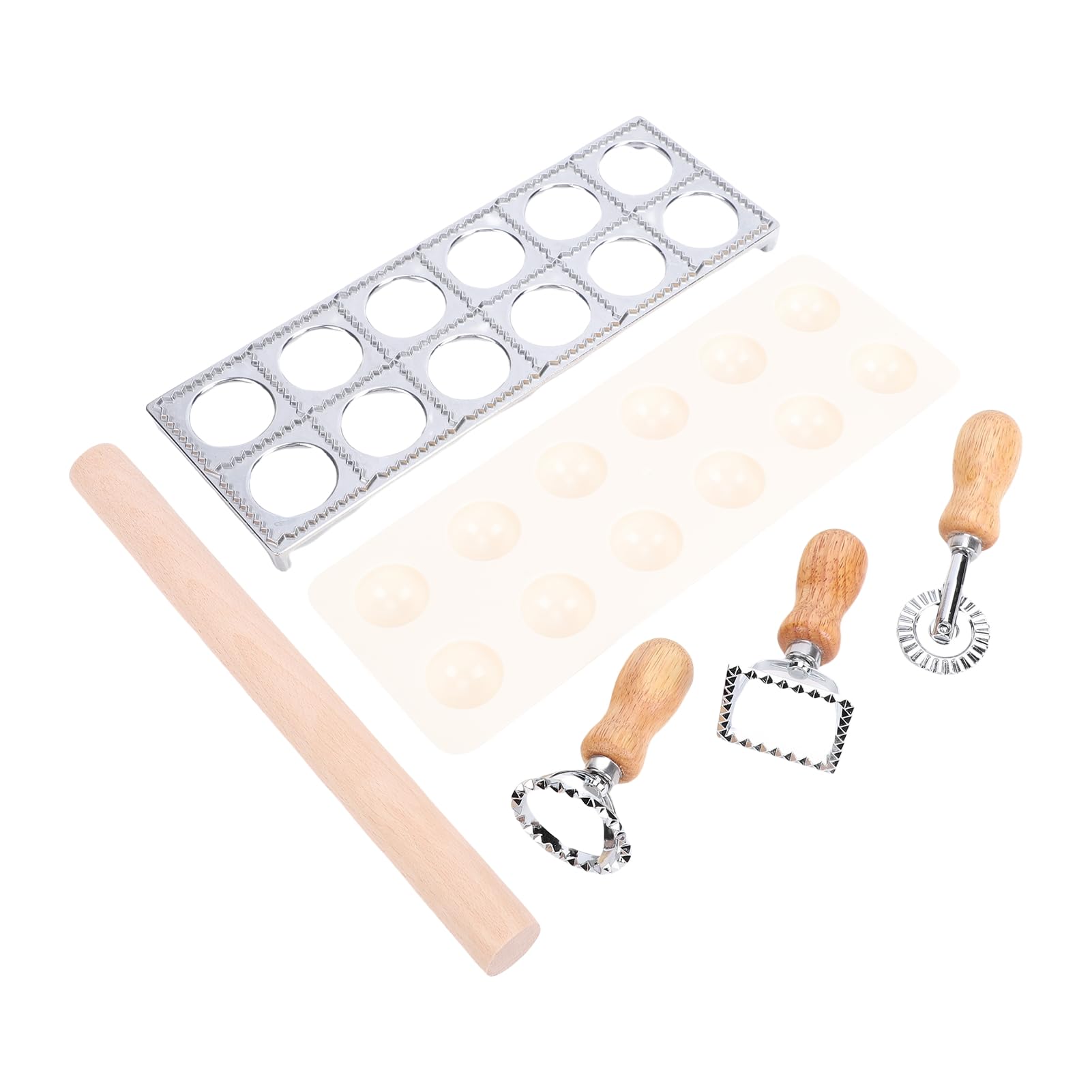 Kit Fabrication Pâtes Maison 8 Outils - Planche Bois, Rouleau Fileté, Moule Raviolis