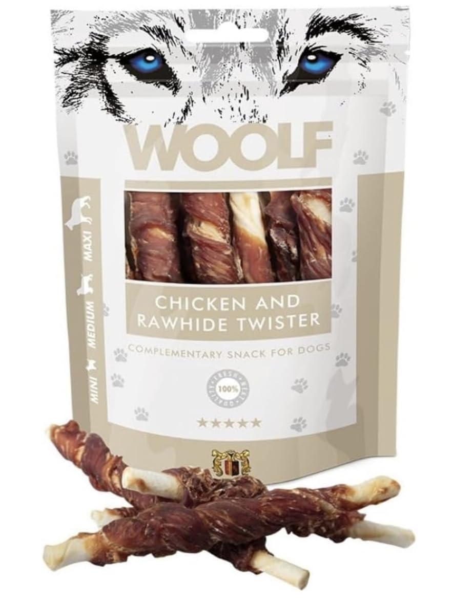 Pack 10x100g - Snacks Naturales Perros - Palitos Cuero Crudo y Pollo - Chuches Sin Conservantes - Premios Perros Saludables - Dog Treats - Vitaminas A y B12 - Refuerzo Inmunológico