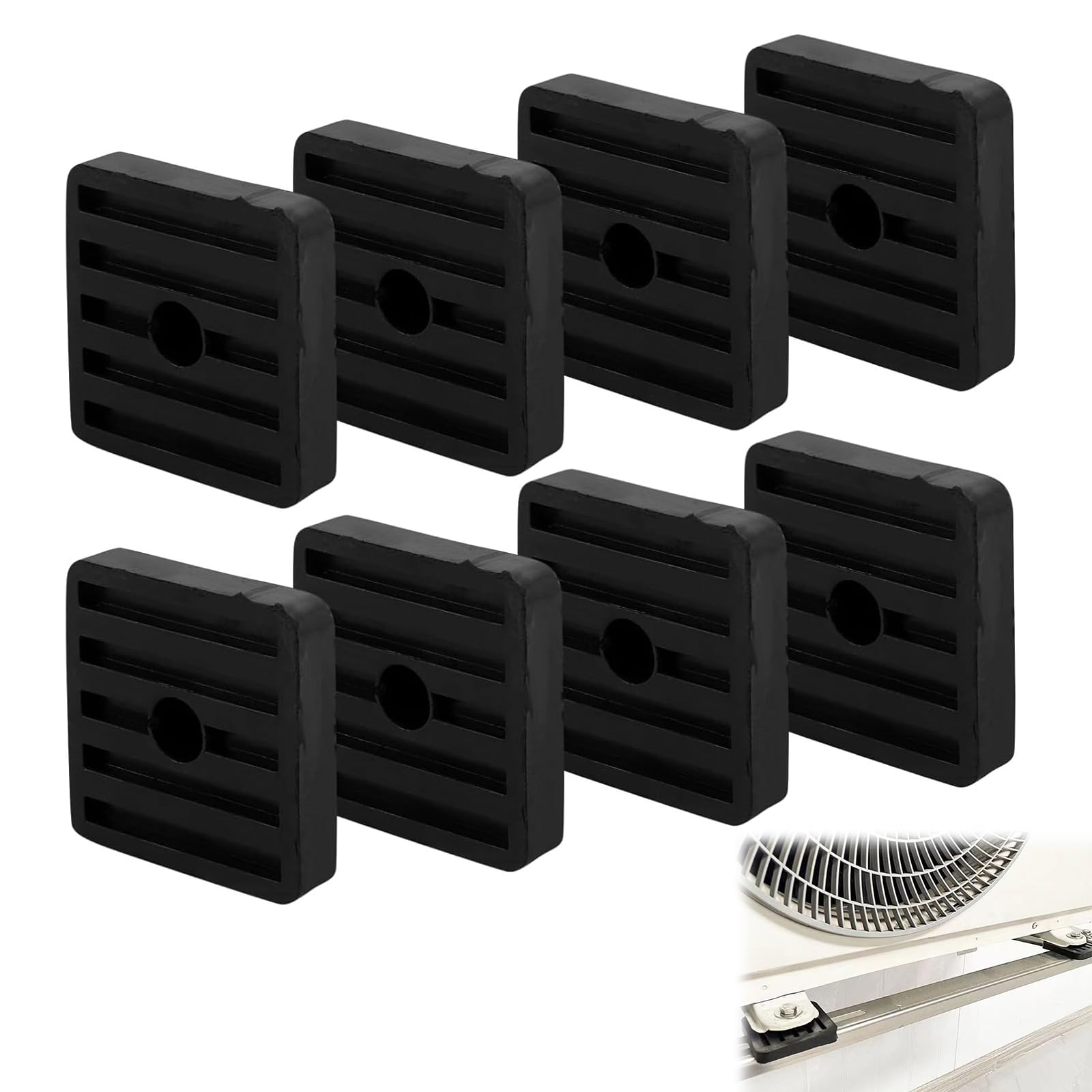 Lot De 8 Amortisseurs Anti-Vibrations En Caoutchouc Pour Climatiseur Split - Pieds Anti-Bruit Et Anti-Choc Pour Unité Extérieure, Noir