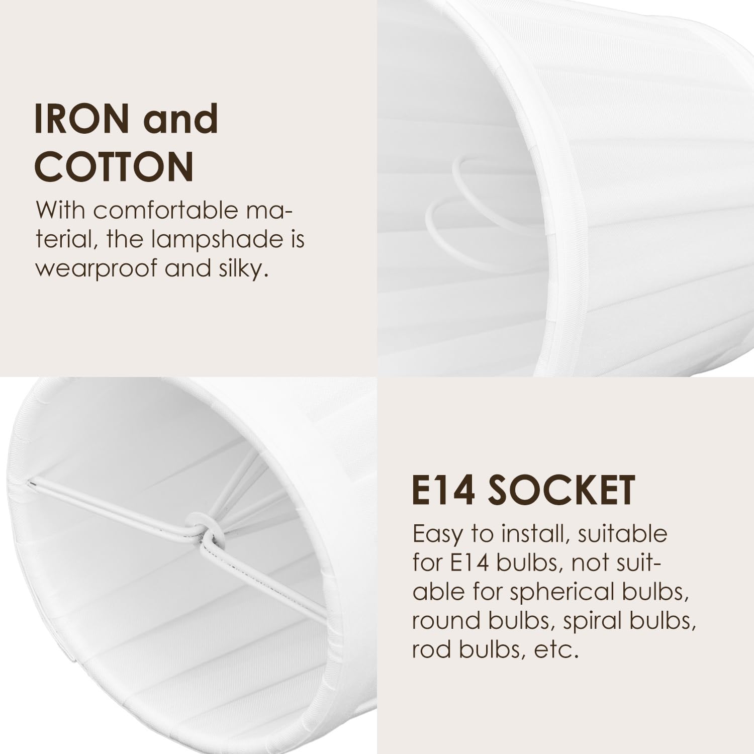 6 Pcs Abat-jour En Tissu, 9 X 13 X 14 Cm Adapté Aux Ampoules E14