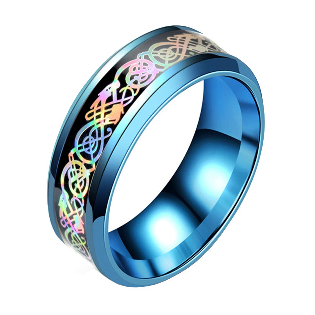 HIJONES Unisex Carbide Fiber Celtic Dragon Spinner Ring Wedding Spins Band