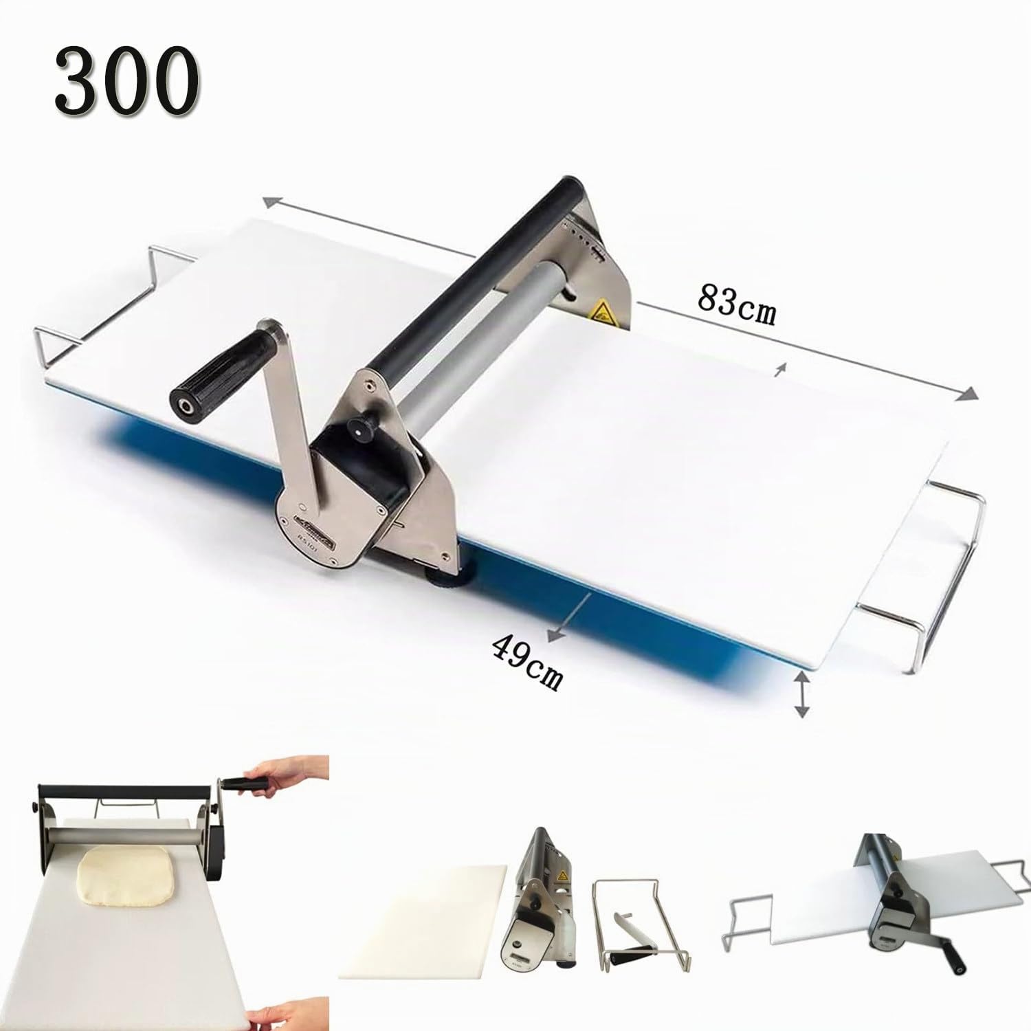 Srotolatrice Pieghevole per Pasta,Rullo Manuale per Impasto,Sfogliatrice Pasticceria,per Pizza Perfetta,Croissant, Pasticceria,Fondente,Design Compatto Tavolo 300