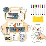 Motorikbrett aus Holz, interaktives Holzspielzeug für Kinder, sensorisches Aktivitätsbrett, Montessori-Spielzeug ab 1 Jahr alt Busy Board für Babys